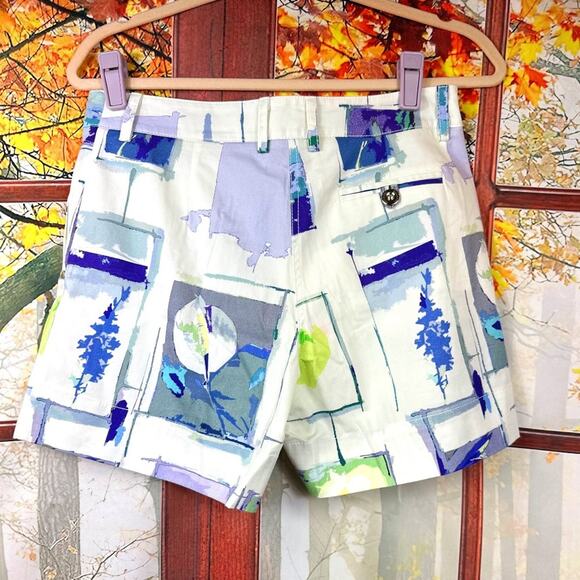 Socapri Khaki Shorts - Ivory with blue/grey print - size 42 Italian= 6 us - Picture 11 of 13